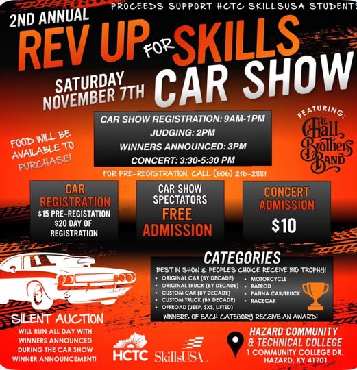 Flyer for 2nd Annual Rev Up For Skills Car Show