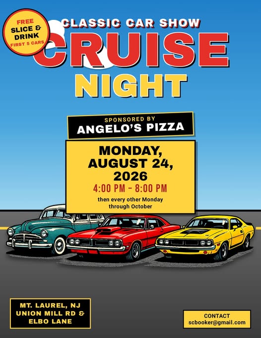Flyer for Mt. Laurel Classic Car Show Cruise Night