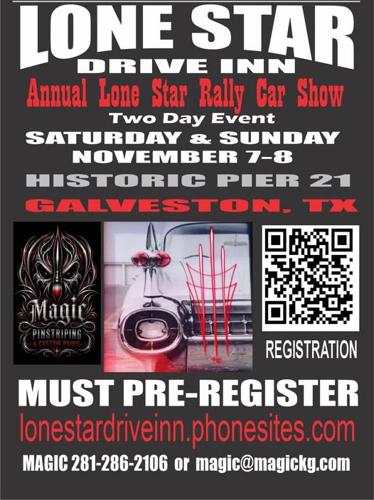 Flyer for Annual Lone Star Rally Car Show