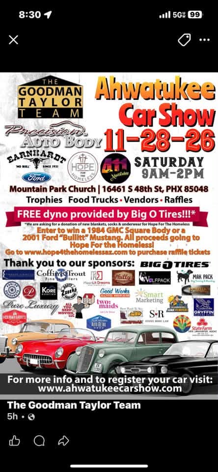 Flyer for Ahwatukee Car Show