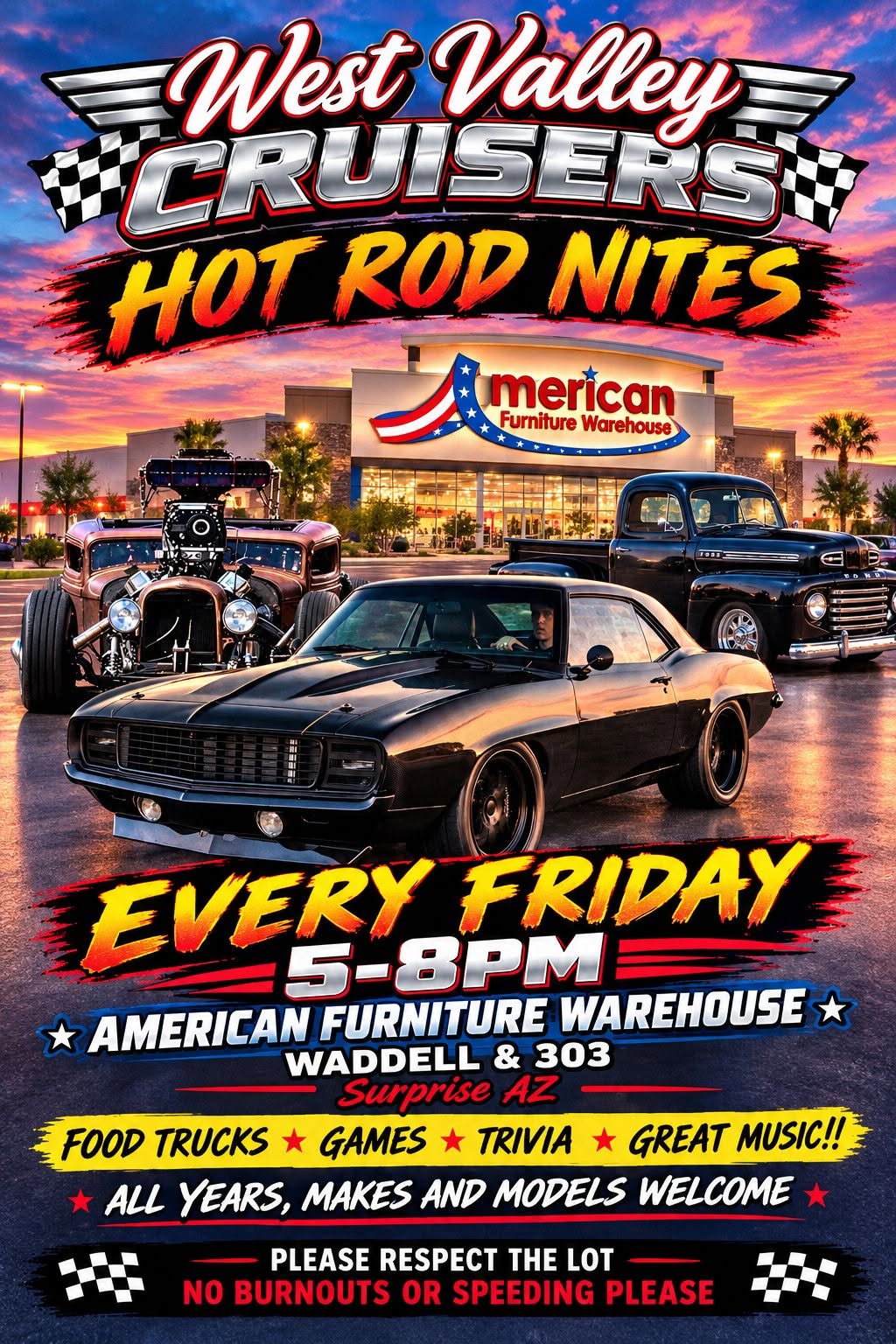 Flyer for West Valley Cruisers Hot Rod Nites