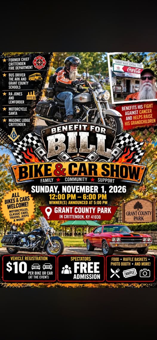 Flyer for Benefit for Bill Bike & Car Show