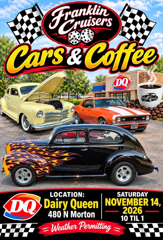 Flyer for Franklin Cruisers Cars & Coffee