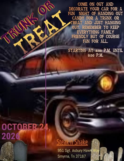 Flyer for Drink On Trunk Or Treat at Steak n Shake