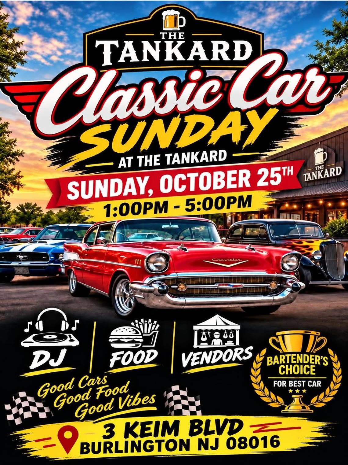 Flyer for The Tankard Classic Car Sunday