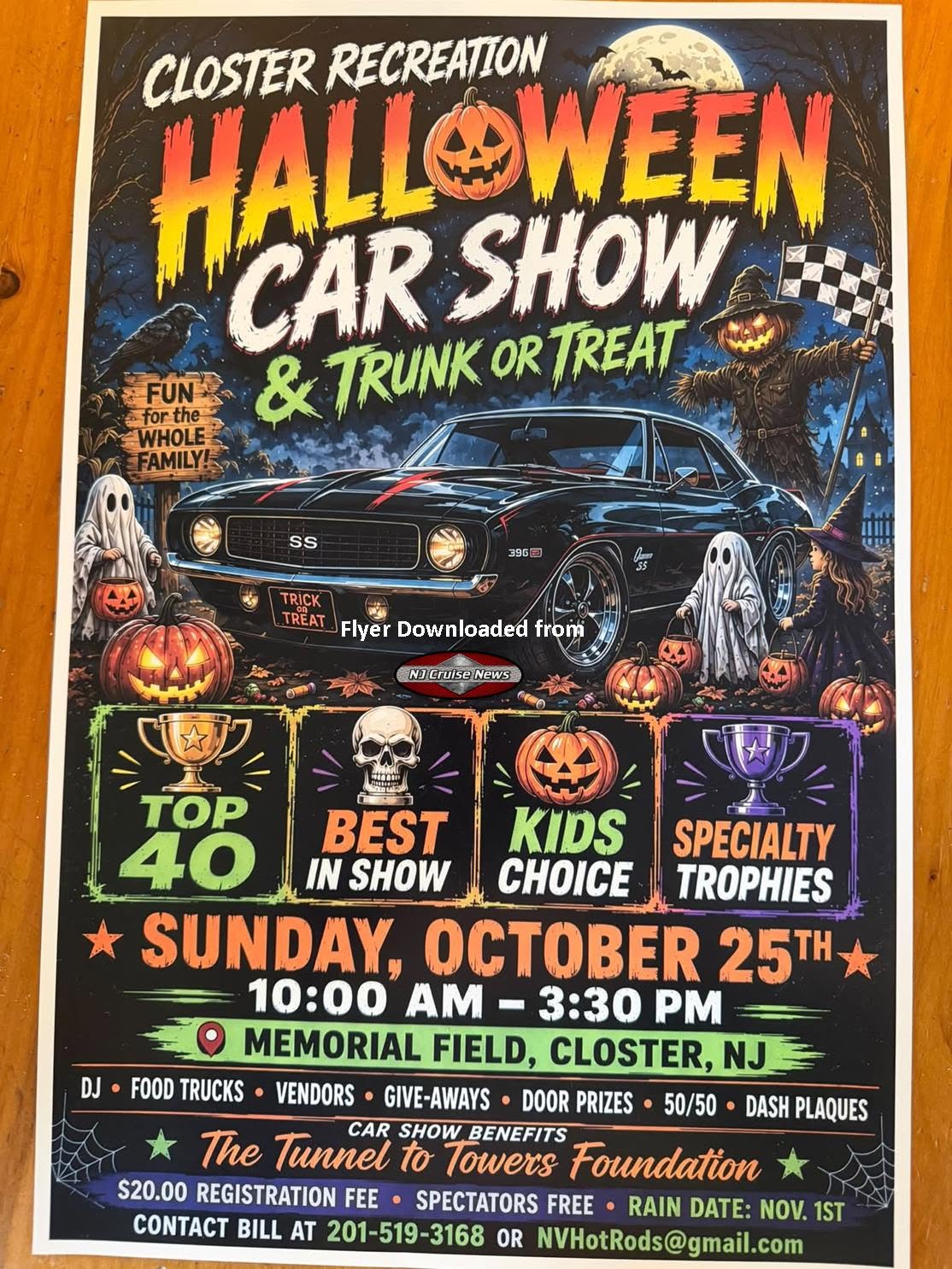 Flyer for Closter Recreation Halloween Car Show & Trunk or Treat