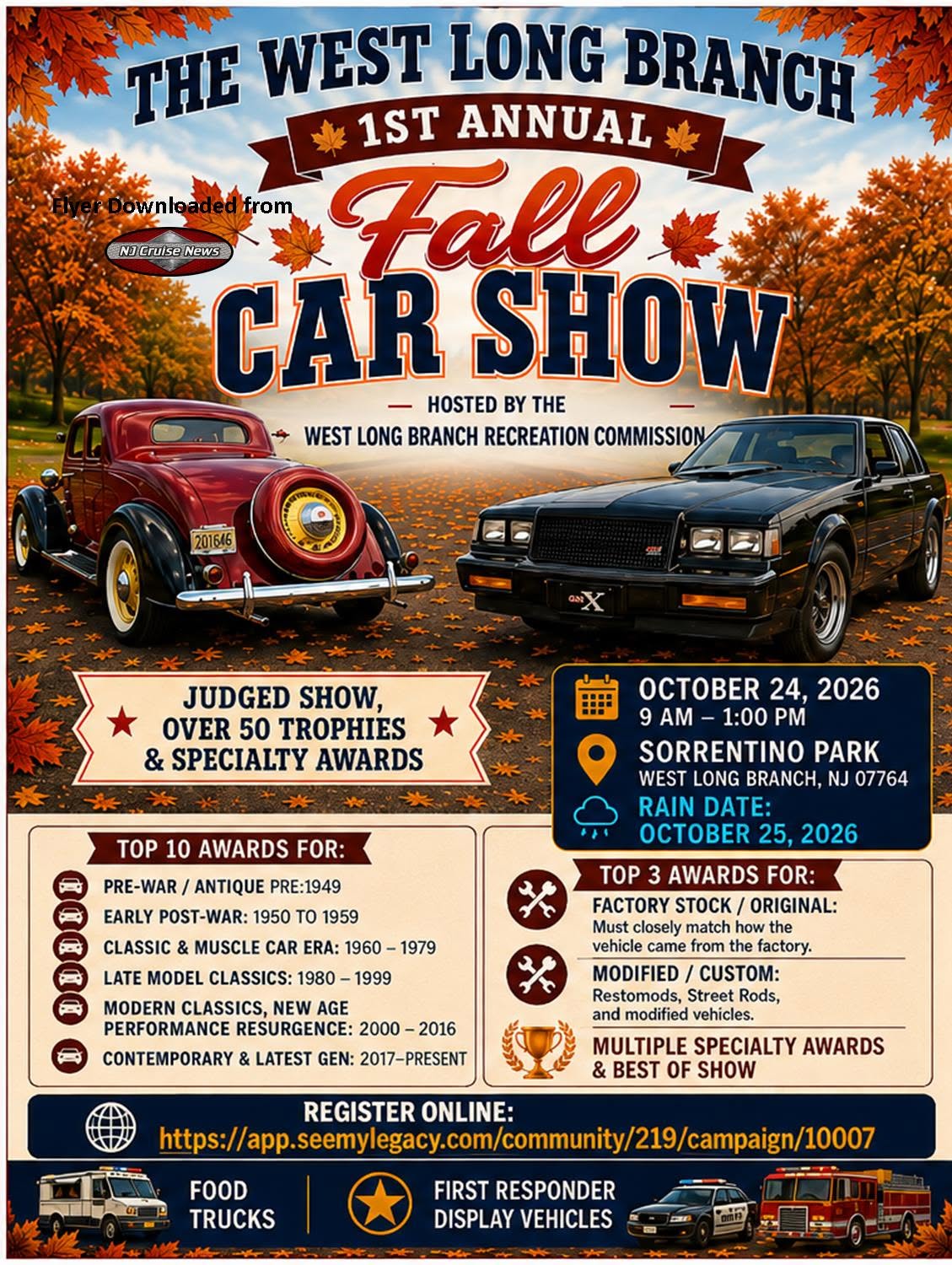 Flyer for The West Long Branch 1st Annual Fall Car Show