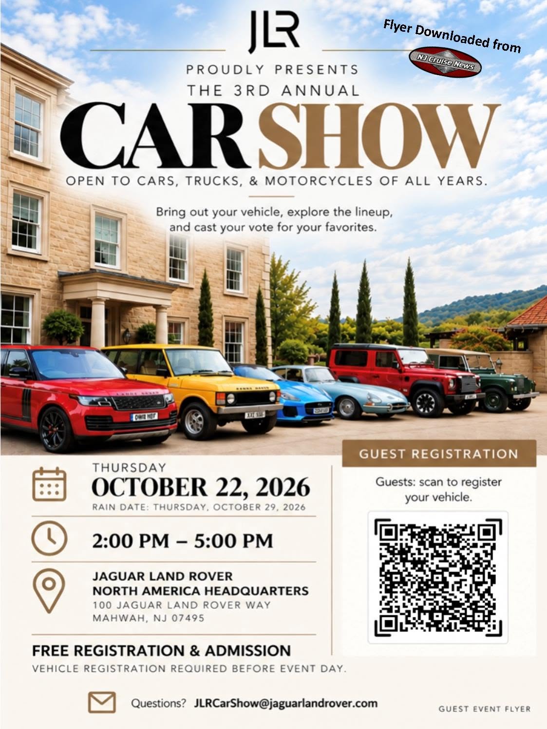Flyer for JLR 3rd Annual Car Show
