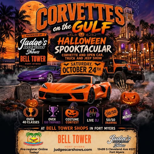 Flyer for Corvettes on the Gulf Halloween Spooktacular