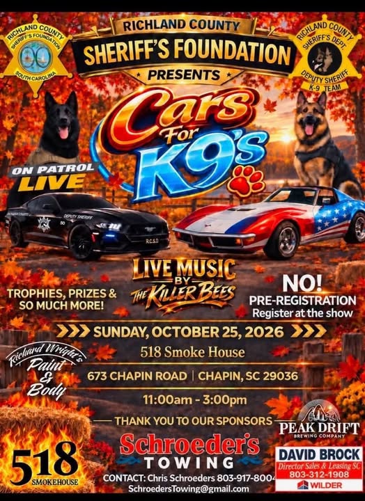 Flyer for Richland County Sheriff's Foundation Cars for K9s