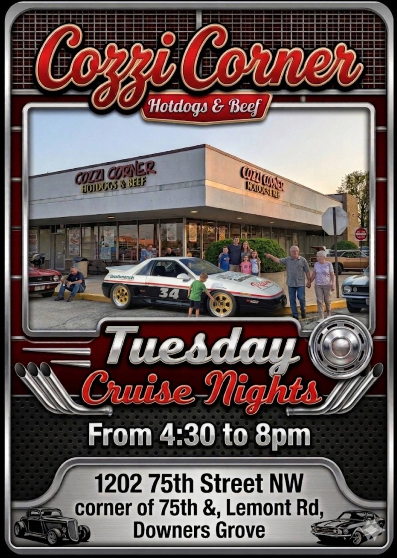 Flyer for Cozzi Corner Tuesday Cruise Nights