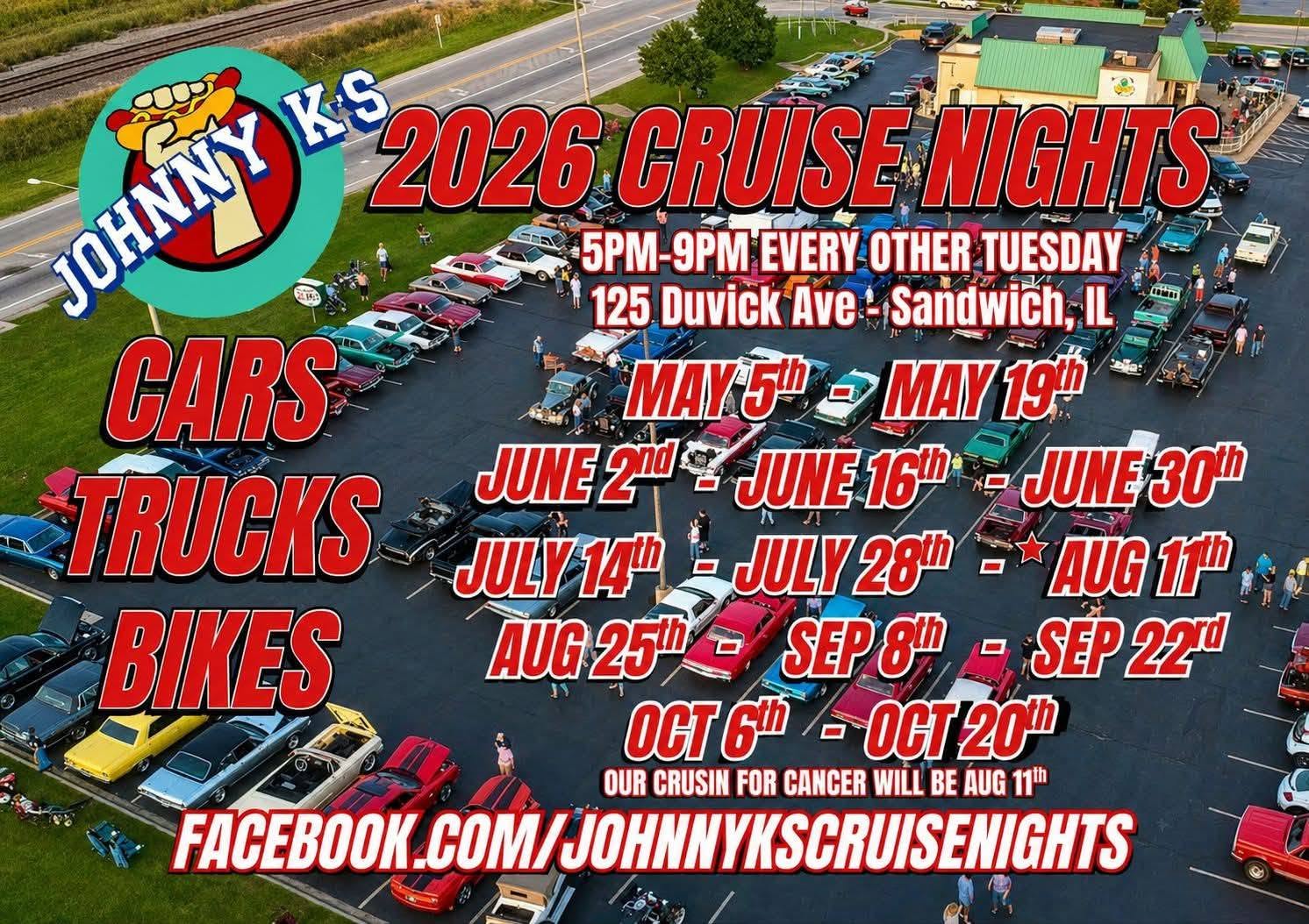 Flyer for Johnny K's 2026 Cruise Nights