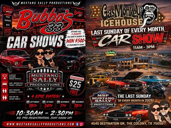 Flyer for Bubba's 33 Car Shows