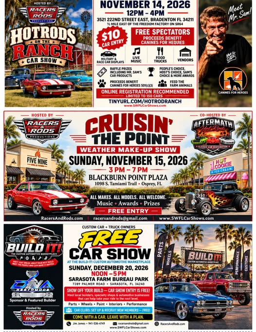 Flyer for BUILD IT! Custom Automotive Marketplace Free Car Show