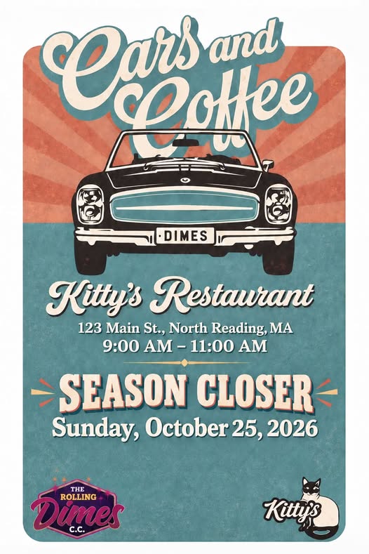 Flyer for Cars and Coffee at Kitty's Restaurant