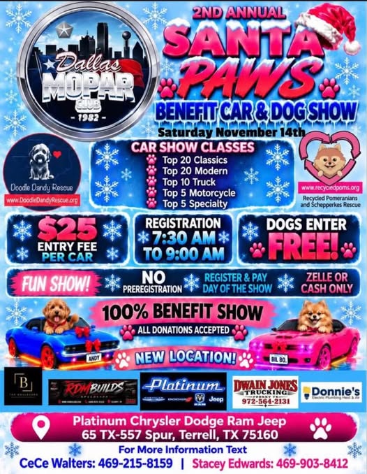 Flyer for 2nd Annual Santa Paws Benefit Car & Dog Show