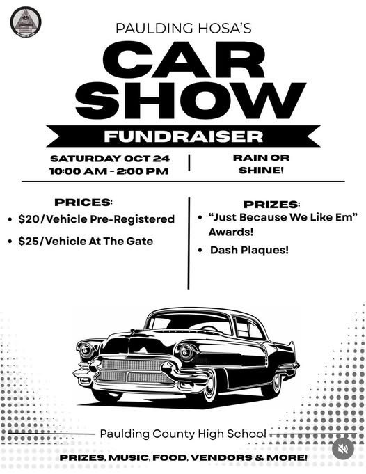 Flyer for Paulding Hosa's Car Show Fundraiser