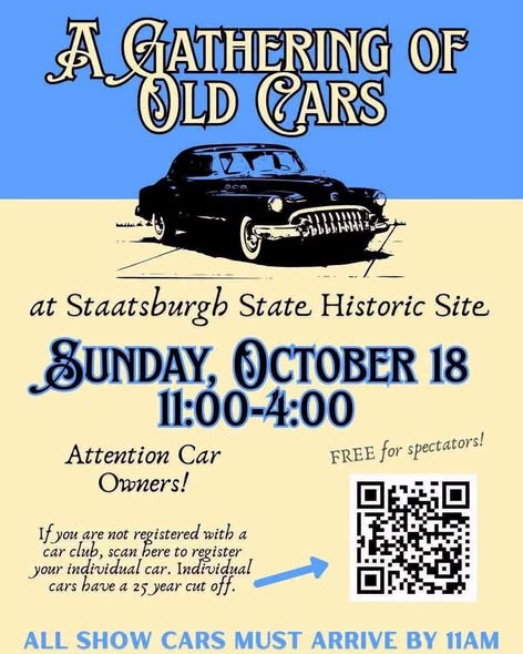 Flyer for A Gathering of Old Cars at Staatsburgh State Historic Site
