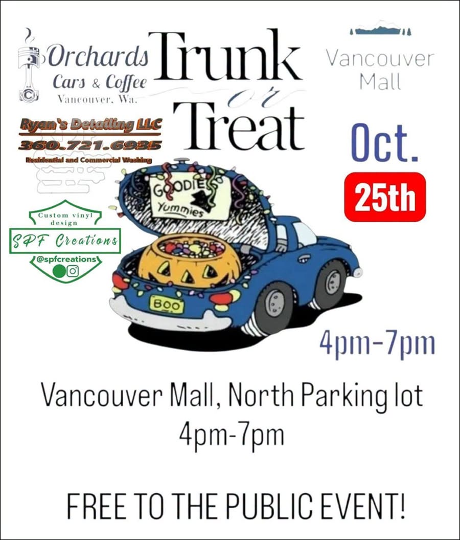 Flyer for Orchards Cars & Coffee Trunk Treat
