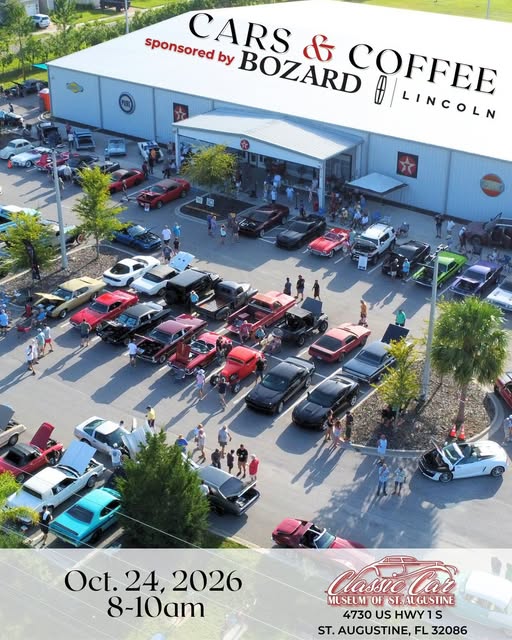 Flyer for Cars & Coffee Sponsored by Bozard Lincoln