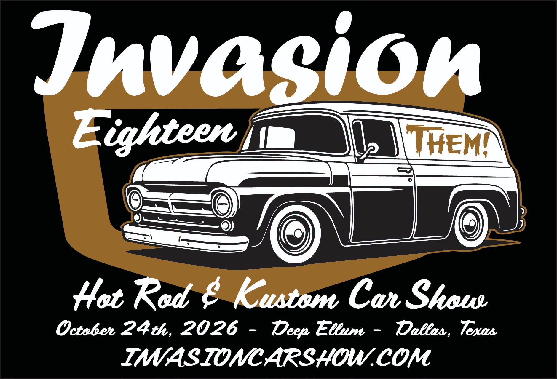 Flyer for Invasion Eighteen Hot Rod & Kustom Car Show