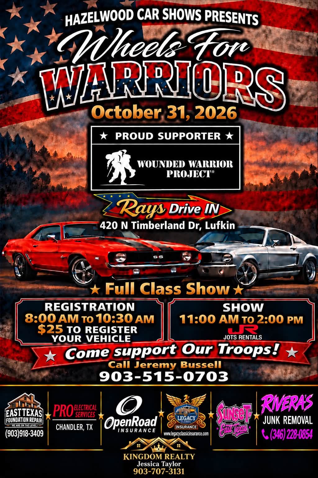 Flyer for Hazelwood Car Shows Wheels For Warriors