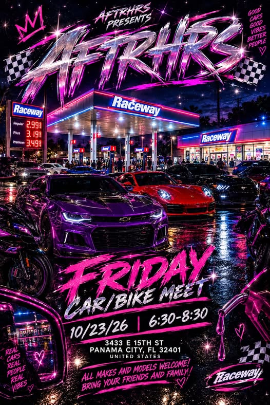Flyer for AfterHours Presents MetroHR2 Friday Car/Bike Meet