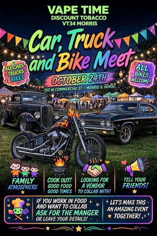 Flyer for Vape Time Discount Tobacco Car, Truck and Bike Meet