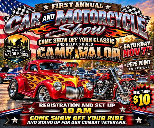 Flyer for First Annual Car and Motorcycle Show - Camp Malor Benefit