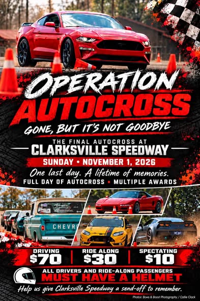 Flyer for Operation Autocross - Clarksville Speedway