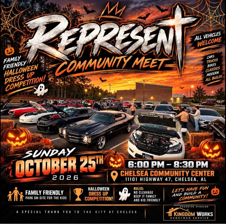 Flyer for Represent Community Meet Halloween Car Show