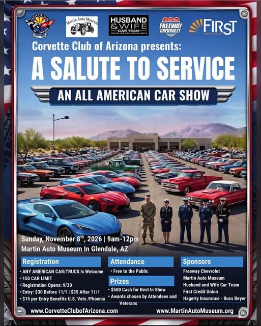 Flyer for Corvette Club of Arizona A Salute to Service