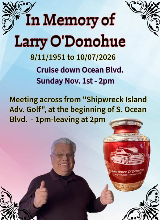 Flyer for In Memory of Larry O'Donohue Cruise