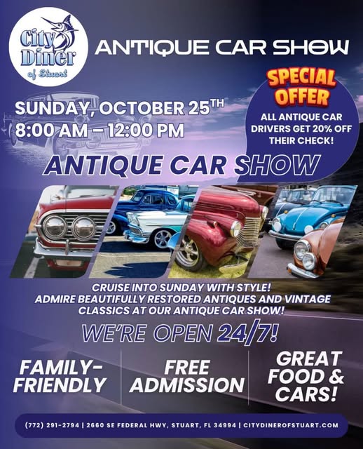 Flyer for City Diner Antique Car Show