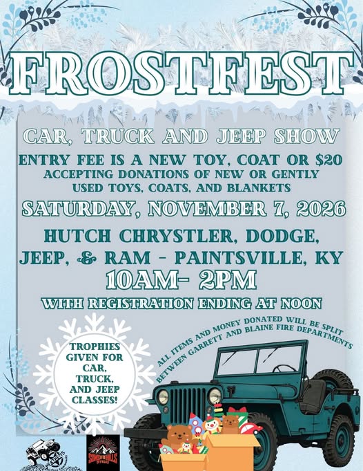 Flyer for Frostfest Car, Truck and Jeep Show