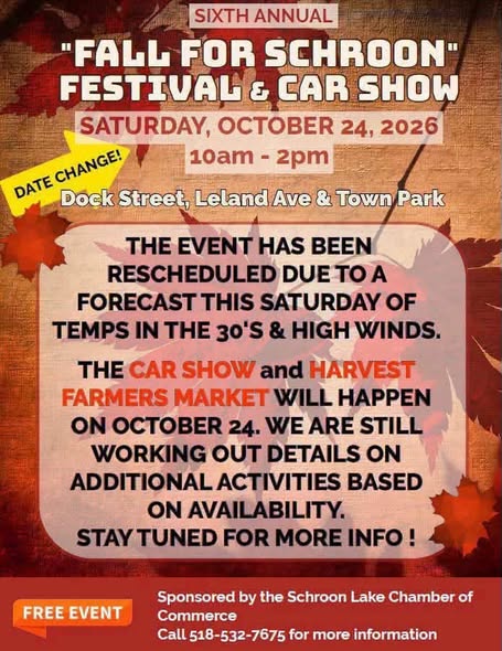 Flyer for Sixth Annual Fall for Schroon Festival & Car Show