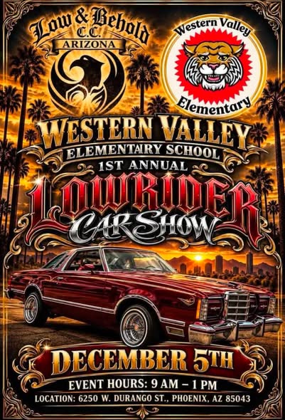 Flyer for Western Valley Elementary School 1st Annual Lowrider Car Show