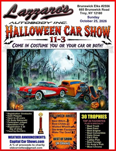 Flyer for Lazzaro's Autobody Halloween Car Show