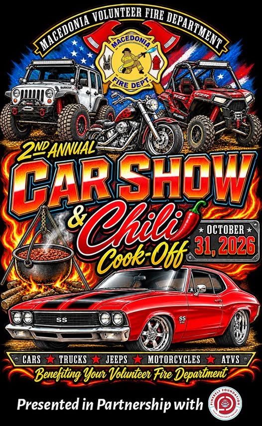 Flyer for Macedonia Volunteer Fire Department 2nd Annual Car Show & Chili Cook-Off