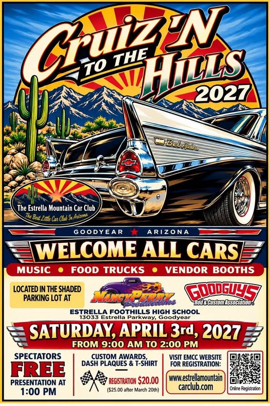 Flyer for Cruizin' to the Hills 2027 - Estrella Mountain Car Club