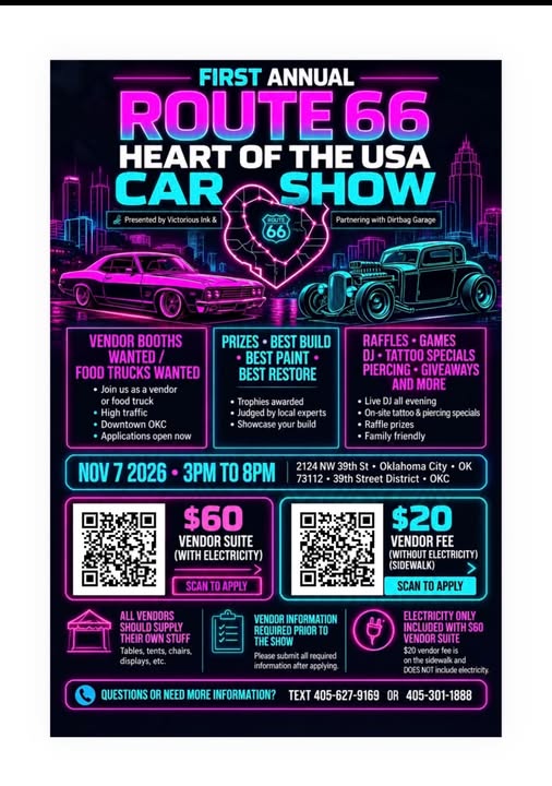 Flyer for First Annual Route 66 Heart of the USA Car Show