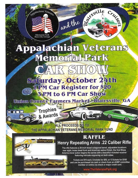 Flyer for Appalachian Veterans Memorial Park Car Show