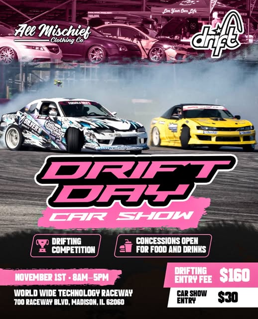 Flyer for Ace Mischief Drift Day Car Show