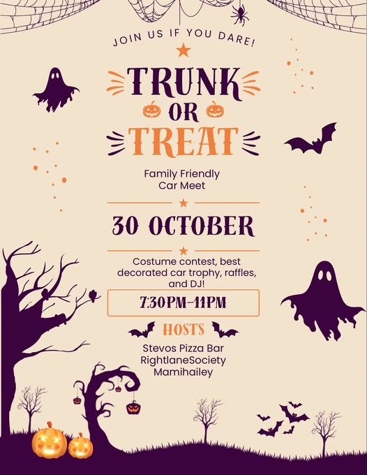 Flyer for Trunk or Treat Family Friendly Car Meet