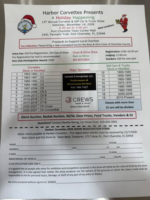 Flyer for Harbor Corvettes A Holiday Happening