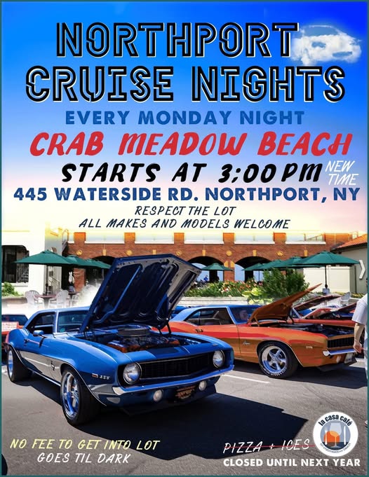 Flyer for Northport Cruise Nights at Crab Meadow Beach