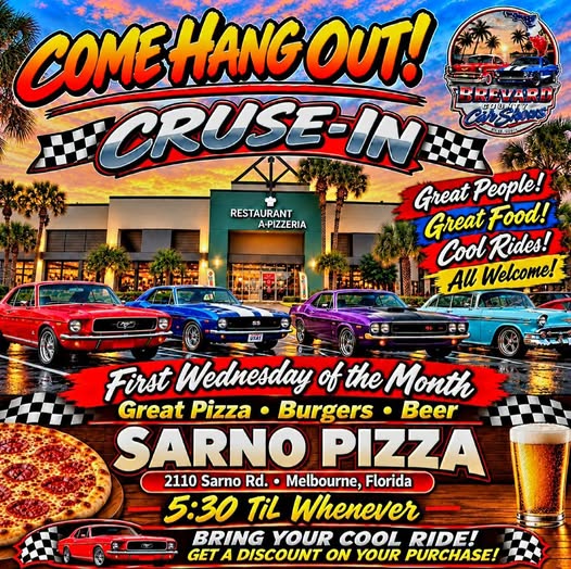 Flyer for Sarno Pizza Cruse-In