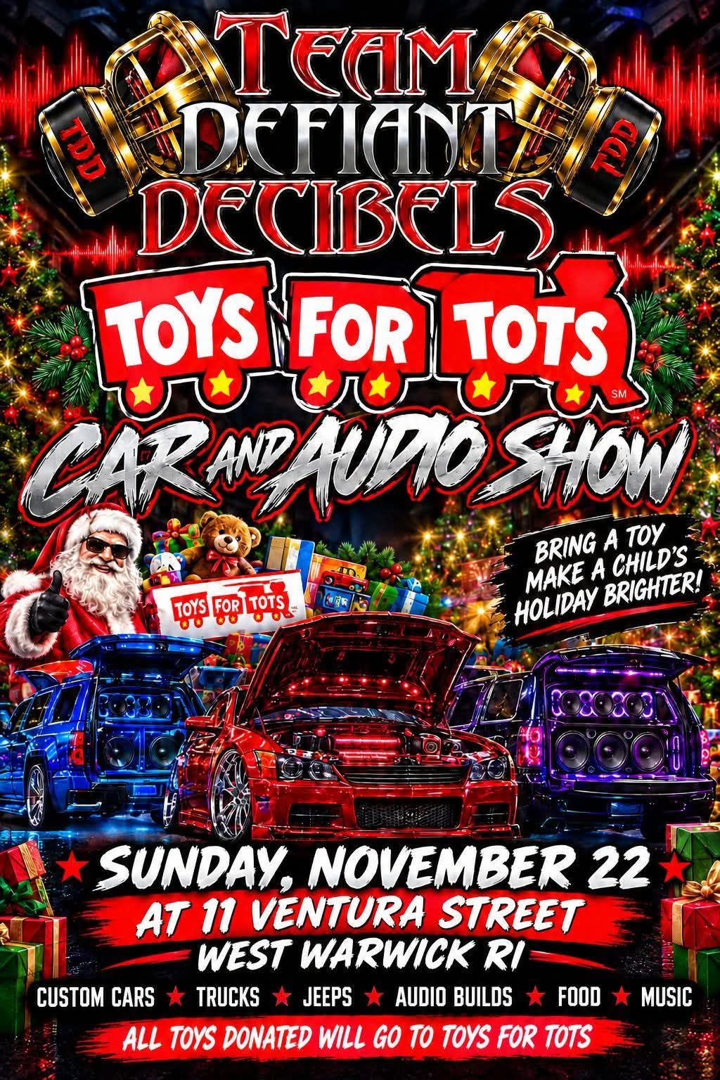 Flyer for Team Defiant Decibels Toys for Tots Car and Audio Show