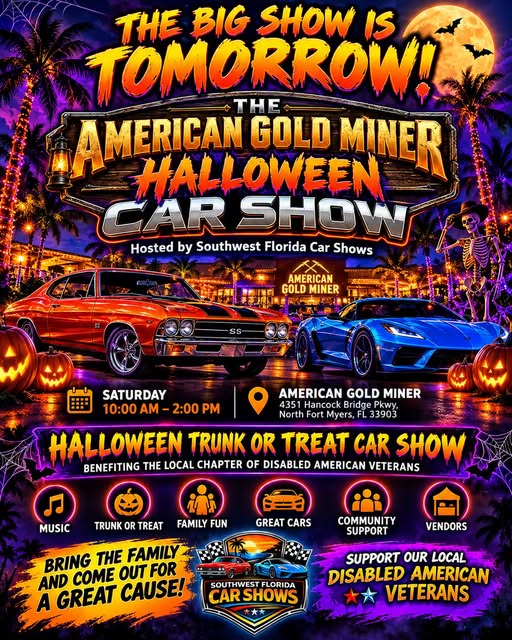 Flyer for American Gold Miner Halloween Car Show