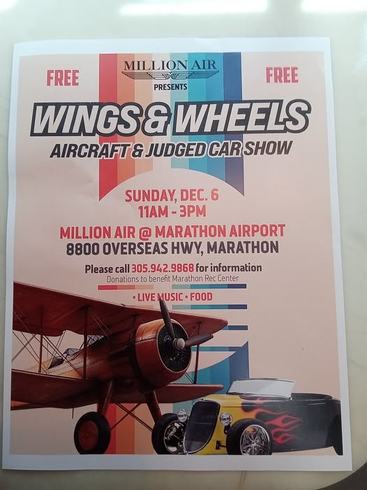 Flyer for Million Air Wings & Wheels Aircraft & Judged Car Show